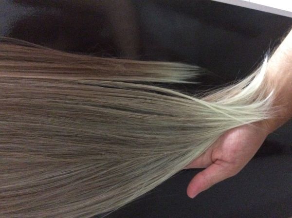 1 tela loiro acinzentado com luzes e ombré Hair 150g70cm